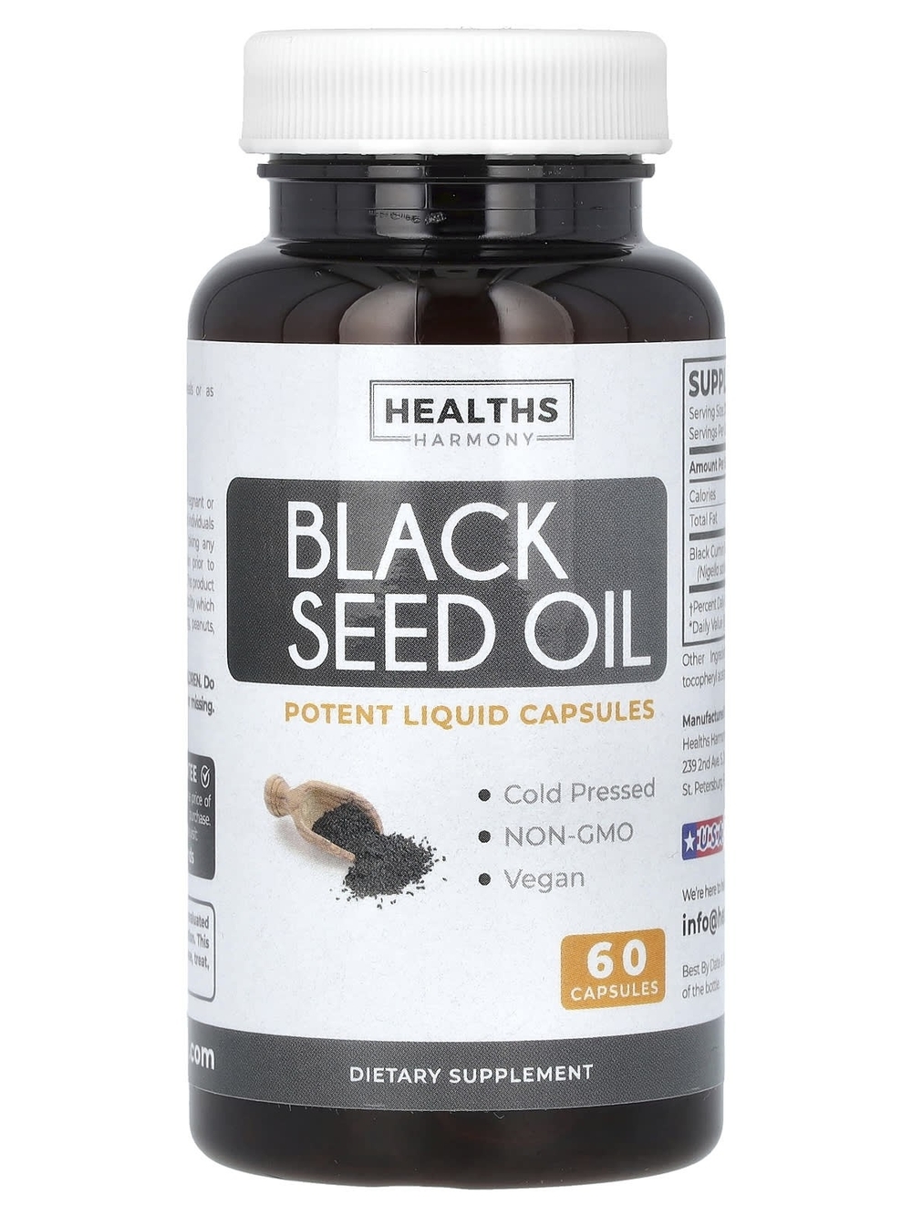 Healths Harmony Black Seed Oil Capsules - Black & White Label